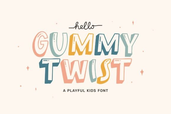 Gummy Twist: A Vibrant Decorative Typeface for Kids' Web Design