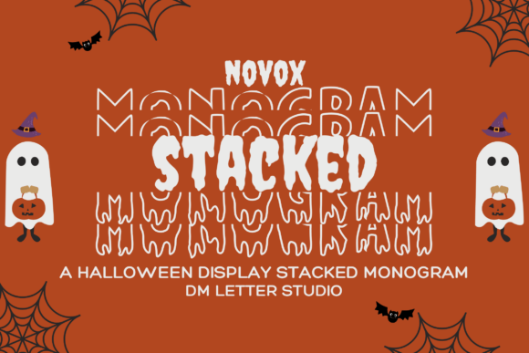 Novox Ghost Stacked Monogram: Spooky Layered Typography